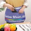 sophiehome Personalized Waist Apron with 3 Pockets Custom Waitress Waiter Server Short Aprons with Photo Text Logo Violet view 4