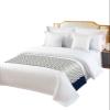 Smile Sunflower Bed Runner Scarf Geometric Chevron Pattern Navy Blue Bedding Scarf Decorative Bed Runners Cover for Home Bedroom Hotel Wedding Room Bed Scarf for Foot of Bed King 102x20in view 1