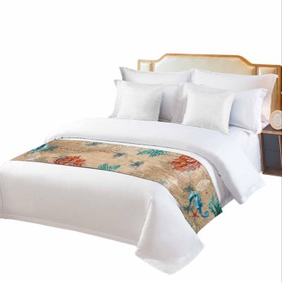 Smile Sunflower Bed Runner Scarf Nautical Theme Marine Life Seahorse Bedding Scarf Decorative Bed Runners Cover for Home Bedroom Hotel Wedding Room Bed Scarf for Foot of Bed Full 83x20in