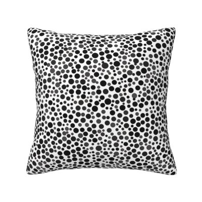 Black and White Dot Print Throw Pillow Cover Square Soft Cushion Cover Throw Pillow Case for Home Decor Living Room Bed Couch Car 12"x12"