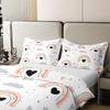 Rainbow 100% Cotton Bedding Set Bohemian Style Comforter Cover Set for Kids Teens Bedroom Decor Grey Clouds Hearts Duvet Cover Breathable Full Size 3 PCS(No Filler) view 4