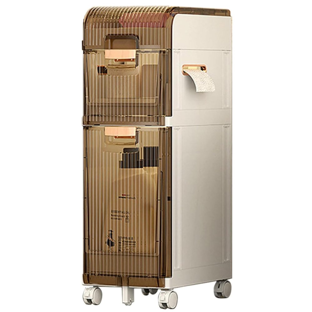 ANram Floor Cabinet, Multifunctional Narrow Storage Cabinet, White Free Standing Bathroom Floor Cabinet with Narrow Storage Drawers for Bathroom, Kitchen, Bedroom, Office or Closet Organization
