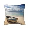 AdaNti Boat on The Beach Print Throw Pillow Cover Square Soft Cushion Cover Throw Pillow Case for Home Decor Living Room Bed Couch Car 12"x12" view 1
