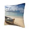 AdaNti Boat on The Beach Print Throw Pillow Cover Square Soft Cushion Cover Throw Pillow Case for Home Decor Living Room Bed Couch Car 12"x12" view 3