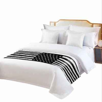 Smile Sunflower Bed Runner Scarf Independence Day American Flag Black White Bedding Scarf Decorative Bed Runners Cover for Home Bedroom Hotel Wedding Room Bed Scarf for Foot of Bed Twin 71x20in