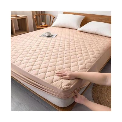 AYGJKIE ONE Piece Quilt Waterproof Fitted Sheet Breathable Wrinkle Resistance Suitable for All Seasons Bedspread Mattress Protector (Color : Brown, Size : 120X200cm)