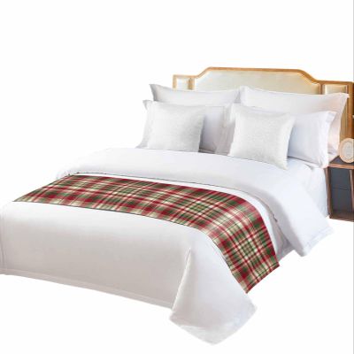 Bed Runner Scarf Fall Farmhouse Retro Brick Red Beige Plaid Buffalo Bedding Scarf Decorative Bed Runners Cover for Home Bedroom Hotel Wedding Room Bed Scarf for Foot of Bed King 102x20in