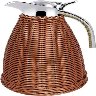1.5l/51oz Stainless Steel Coffee Thermal Carafe, 12-Hour Heat & 24-Hour Cold Retention, Woven Rattan Body, Insulated Coffee Thermos Carafe