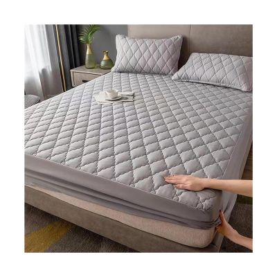 AYGJKIE ONE Piece Quilt Waterproof Fitted Sheet Breathable Wrinkle Resistance Suitable for All Seasons Bedspread Mattress Protector (Color : Gray, Size : 120X200cm)