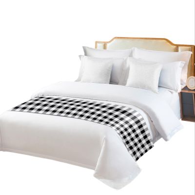 Bed Runner Scarf Vintage Farmhouse Black White Buffalo Check Plaid Bedding Scarf Decorative Bed Runners Cover for Home Bedroom Hotel Wedding Room Bed Scarf for Foot of Bed Full 83x20in