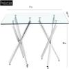 71 inch Glass Dining Table, Modern Dinner Table for 6-8 People, Kitchen Dining Room Table with Clear Glass Top & Sliver Chromed Legs, Rectangular Table for Dining Office Meeting Room view 2