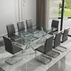 71 inch Glass Dining Table, Modern Dinner Table for 6-8 People, Kitchen Dining Room Table with Clear Glass Top & Sliver Chromed Legs, Rectangular Table for Dining Office Meeting Room view 3