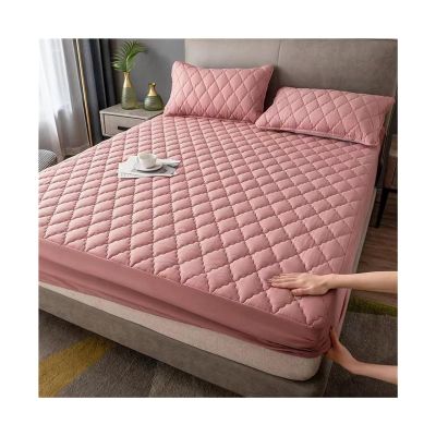 AYGJKIE ONE Piece Quilt Waterproof Fitted Sheet Breathable Wrinkle Resistance Suitable for All Seasons Bedspread Mattress Protector (Color : Pink, Size : 200X220cm)