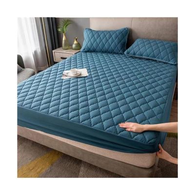 AYGJKIE ONE Piece Quilt Waterproof Fitted Sheet Breathable Wrinkle Resistance Suitable for All Seasons Bedspread Mattress Protector (Color : Blue, Size : 90X190cm)