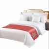 Smile Sunflower Bed Runner Scarf Silver Snowflake Red Background Christmas Bedding Scarf Decorative Bed Runners Cover for Home Bedroom Hotel Wedding Room Bed Scarf for Foot of Bed Full 83x20in view 1