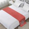 Smile Sunflower Bed Runner Scarf Silver Snowflake Red Background Christmas Bedding Scarf Decorative Bed Runners Cover for Home Bedroom Hotel Wedding Room Bed Scarf for Foot of Bed Full 83x20in view 2