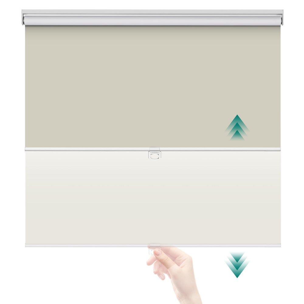 Sulugood,Spring Roller Shades for Window,Blackout Blinds & Shades,Thermal Insulated Fabric,Cordless Systems Pull Down Window Shades,UV Protection,Beige,35" W x 36" H