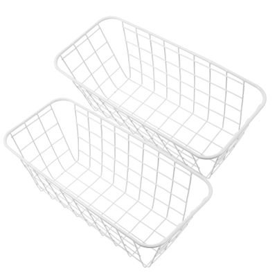 Cabilock 2pcs Hanging Wire Storage Basket Multifunctional Wall Organizer for Kitchen Bathroom Office Elegant Design Strong Load Bearing Easy Installation Space-saving