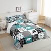 Bear Comforter Set Queen Farmhouse Decor,Elk Deer Moose Woodland Animals Western Bedding Set for Women Men,Grid Teal Buffalo Checked Plaid Down Comforter,Cabin Barn Door Tribal Hunting Arrow Quilt view 4