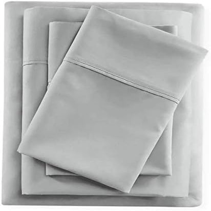 Olympic Queen Sheets Set - 100% Egyptian Cotton 66"x80" Bunk Bed Sheets for Rv Campers & Travel Trailers - 400TC Fits Upto 15 Inch Deep Pocket 4 Piece Campers Bed Sheets - Light Grey Solid.
