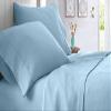 Three Quarter Sheets Set - 100% Egyptian Cotton 48"x75" Bunk Bed Sheets for Rv Campers & Travel Trailers - 400TC Fits Upto 15 Inch Deep Pocket 4 Piece Campers Bed Sheets - Light Blue Solid. view 4