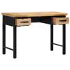 GOLINPEILO Rustic Writing Computer Desk with Drawers, Home Office Desk Writing Study Table PC Desk Workstation for Bedroom, 43.3"x19.6"x29.9" Solid Mango Wood view 4