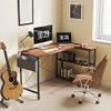 BANTI 55 Inch Small L Shaped Computer Desk with Storage Shelves Home Office Corner Desk Study Writing Table, Brown view 2