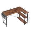 BANTI 55 Inch Small L Shaped Computer Desk with Storage Shelves Home Office Corner Desk Study Writing Table, Brown view 3