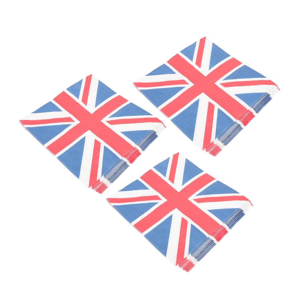 3bags Union Jack Design Napkins Decorative Tissue Paper for Birthday Parties and Festivals Lightweight and Portable Party Supplies for Themed Celebrations