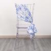 Efavormart 5 Pack White Blue Chinoiserie Floral Print Satin Chair Sashes Covers, Chair Bows - 6"X108" view 4