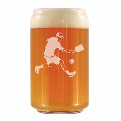 Bevvee Pickleball Player Man Beer Can Pint Glass - Pickleball Gifts and Decor for Men - 16 Oz Glasses