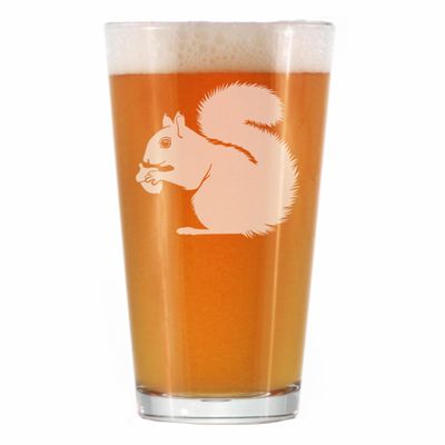Bevvee Squirrel Pint Glass for Beer - Squirrel Gifts and Decor with Squirrels - 16 Oz Glasses