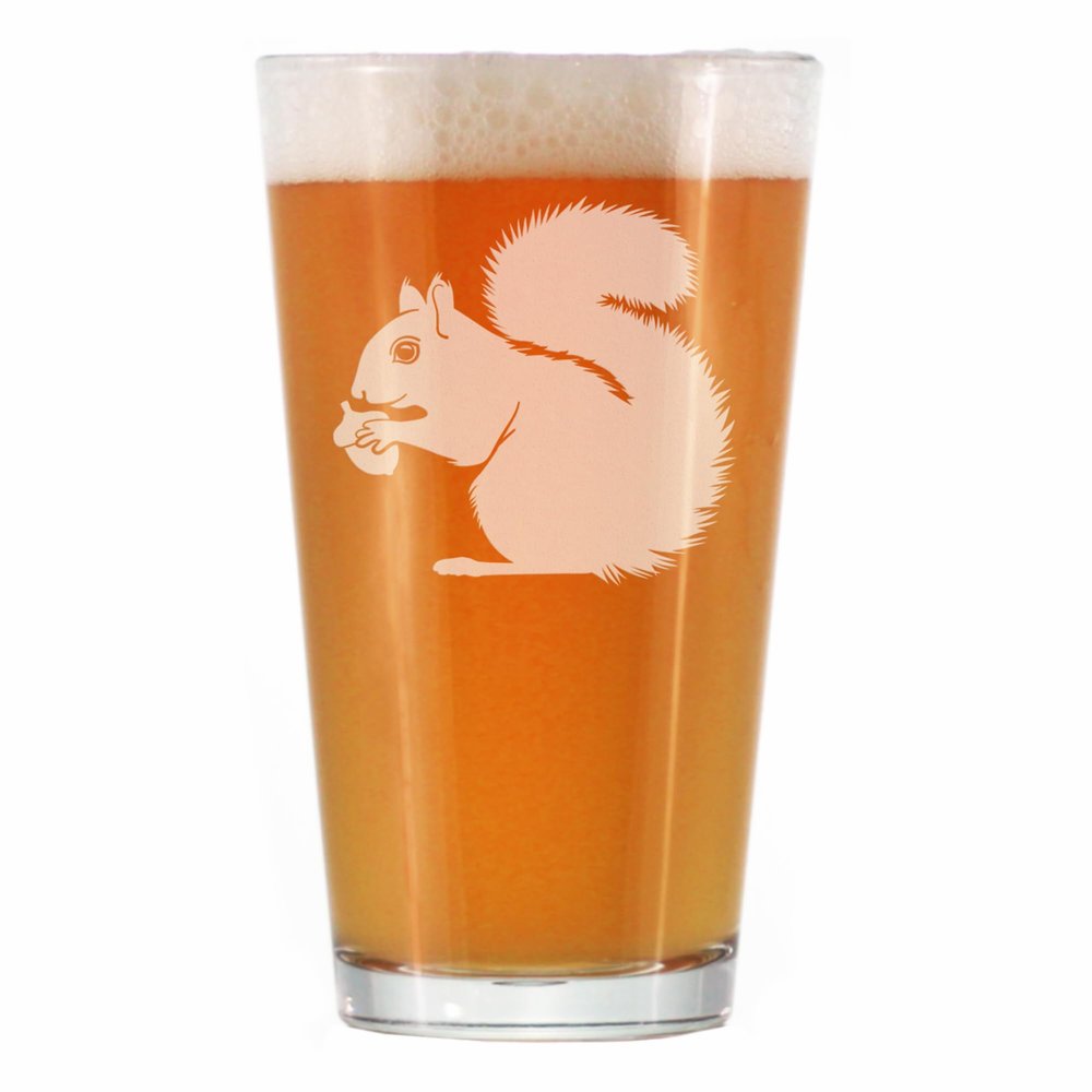 Bevvee Squirrel Pint Glass for Beer - Squirrel Gifts and Decor with Squirrels - 16 Oz Glasses