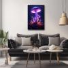 YOTQUULKI Abstract Plant Purple Blue Mushroom Poster Canvas Print Artwork for Living Room Wall Decor and Home Decor 12.00"x18.00" Wooden Framed view 2
