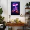 YOTQUULKI Abstract Plant Purple Blue Mushroom Poster Canvas Print Artwork for Living Room Wall Decor and Home Decor 12.00"x18.00" Wooden Framed view 3