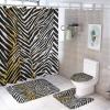 ZGDPBYF Zebra Cheetah 3 Piece Bath Mats Abstract Blackwhite Stripe Wave Waterproof Non Slip Bath Mat Set, Washable Rug for Bathroom,-3-Piece Set view 1