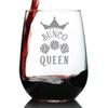 Bevvee Bunco Queen Stemless Wine Glass - Bunco Decor and Bunco Gifts for Women - Large 17 Oz Glasses view 1