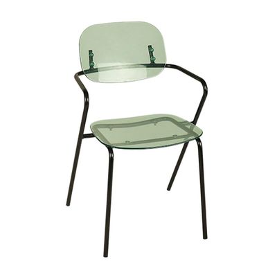 Ergonomic Transparent Office Chair, Home Acrylic Clear Computer Seat Chair, Mid Back and Chrome Frame, for Kitchen Dining Home Office, Easy to Assemble ( Color : Blue-Green , Size : 47*50*85cm )