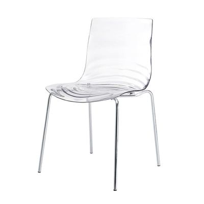 Transparent Chair Set of 2, Water Ripple Design Modern Dining Side Chair, Clear Lounge Seat, with Metal Legs, for Kitchen, Living Dining Room (Color : Clear, Size : 47 * 53 * 80.5cm)