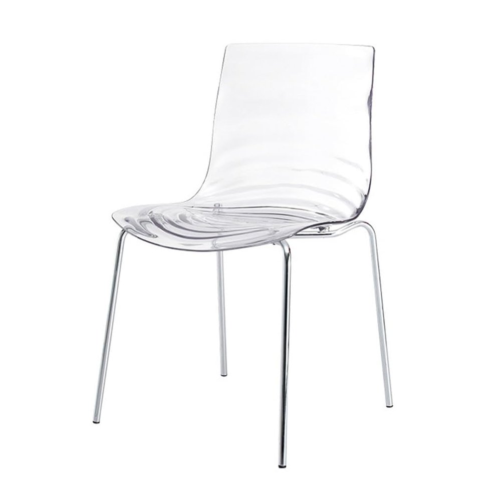 Transparent Chair Set of 2, Water Ripple Design Modern Dining Side Chair, Clear Lounge Seat, with Metal Legs, for Kitchen, Living Dining Room (Color : Clear, Size : 47 * 53 * 80.5cm)