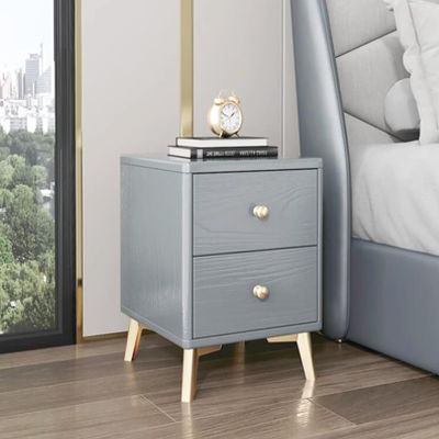 7.9/9.8/11.8/13.8/15.7/17.7 in Width Wood Nightstand with 2 Drawers Bedside Tables Modern Night Table for Bedroom Night Stand (Color : Gray-B, Size : 15.7 * 15.7 * 19.7IN)