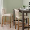 Anzona Khaki Stripe Bar Stool Cover Set of 6, Beige Farmhouse Simple Line Stretch Bar Chair Cover, Removable Washable Pub Counter Stool Chair Slipcover for Kitchen Dining Room Pub Cafe view 2