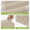 Anzona Khaki Stripe Bar Stool Cover Set of 6, Beige Farmhouse Simple Line Stretch Bar Chair Cover, Removable Washable Pub Counter Stool Chair Slipcover for Kitchen Dining Room Pub Cafe view 4
