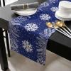 Onekaccu Blue Christmas Table Runner 108 Inches Long for Dining Table Decor, Cotton Linen Winter Snowflake Table Runner Washable Dresser Scarf for Kitchen Christmas Holiday Seasonal Leaves Pine Cones view 2