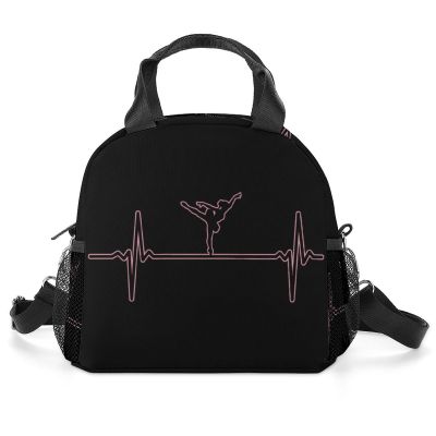 Ballet Heartbeat Insulated Lunch Bag Reusable Lunch Box Tote Bag with Shoulder Strap for Men Women