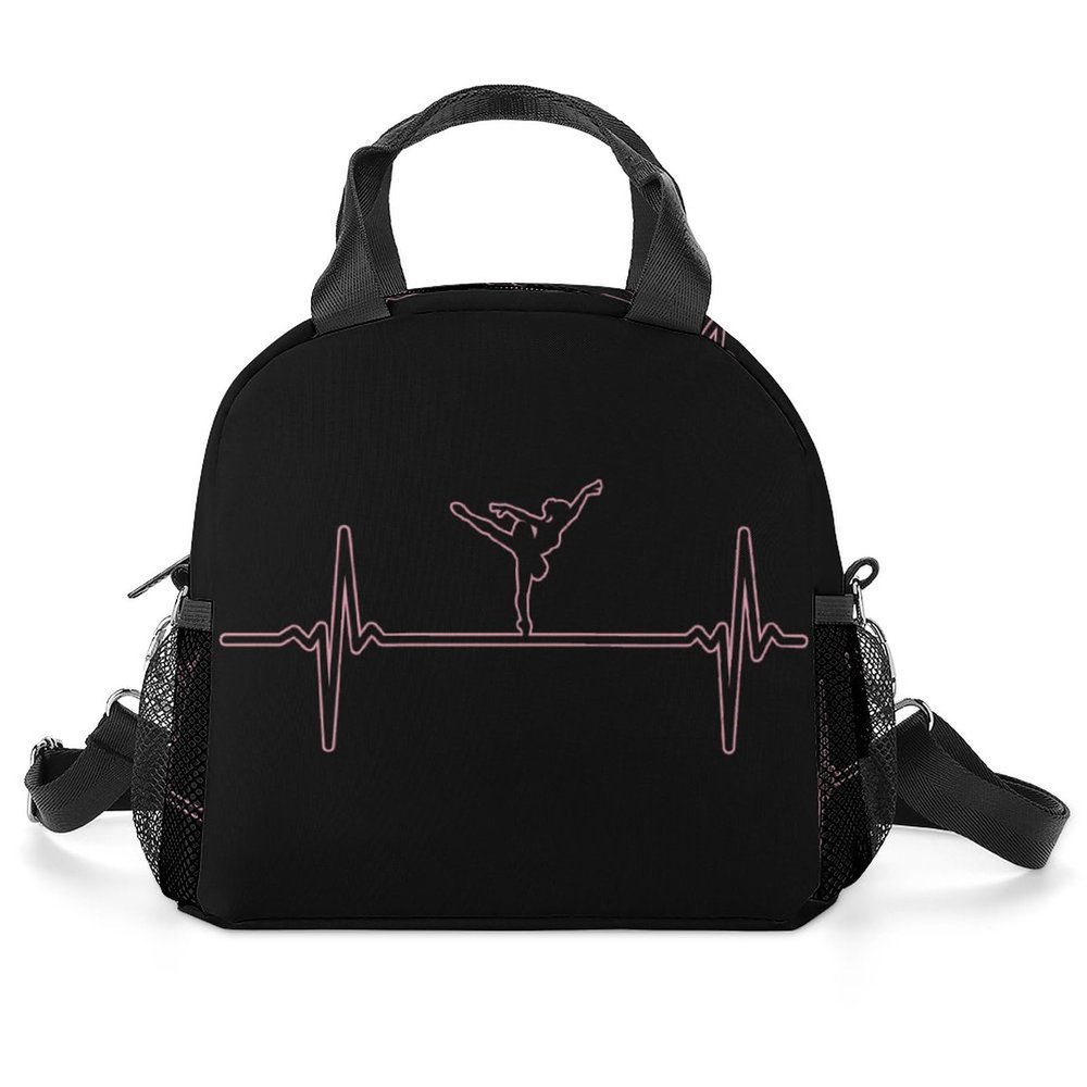 Ballet Heartbeat Insulated Lunch Bag Reusable Lunch Box Tote Bag with Shoulder Strap for Men Women