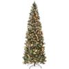 Best Choice Products 9ft Pre-lit Pencil Christmas Tree, Partially Flocked & Frosted Slim Holiday Tree Decoration, Skinny Xmas Tree, 450 Lights, 1,298 Frosted Tips, 82 Pine Cones, Foldable Stand view 1