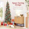 Best Choice Products 9ft Pre-lit Pencil Christmas Tree, Partially Flocked & Frosted Slim Holiday Tree Decoration, Skinny Xmas Tree, 450 Lights, 1,298 Frosted Tips, 82 Pine Cones, Foldable Stand view 3