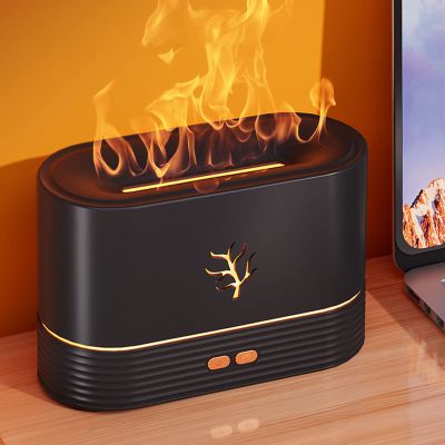 Tyenaza Color Flame Air Aroma Diffuser, Colorful Flame Air Aroma Diffuser Humidifier Mini Noiseless Essential Oil Diffuser for Home Office Black