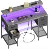 Huuger 47 inch Computer Desk with 4 Drawers, Gaming Desk with LED Lights & Power Outlets, Home Office Desk with Large Storage Space for Bedroom, Work from Home, Grey view 1